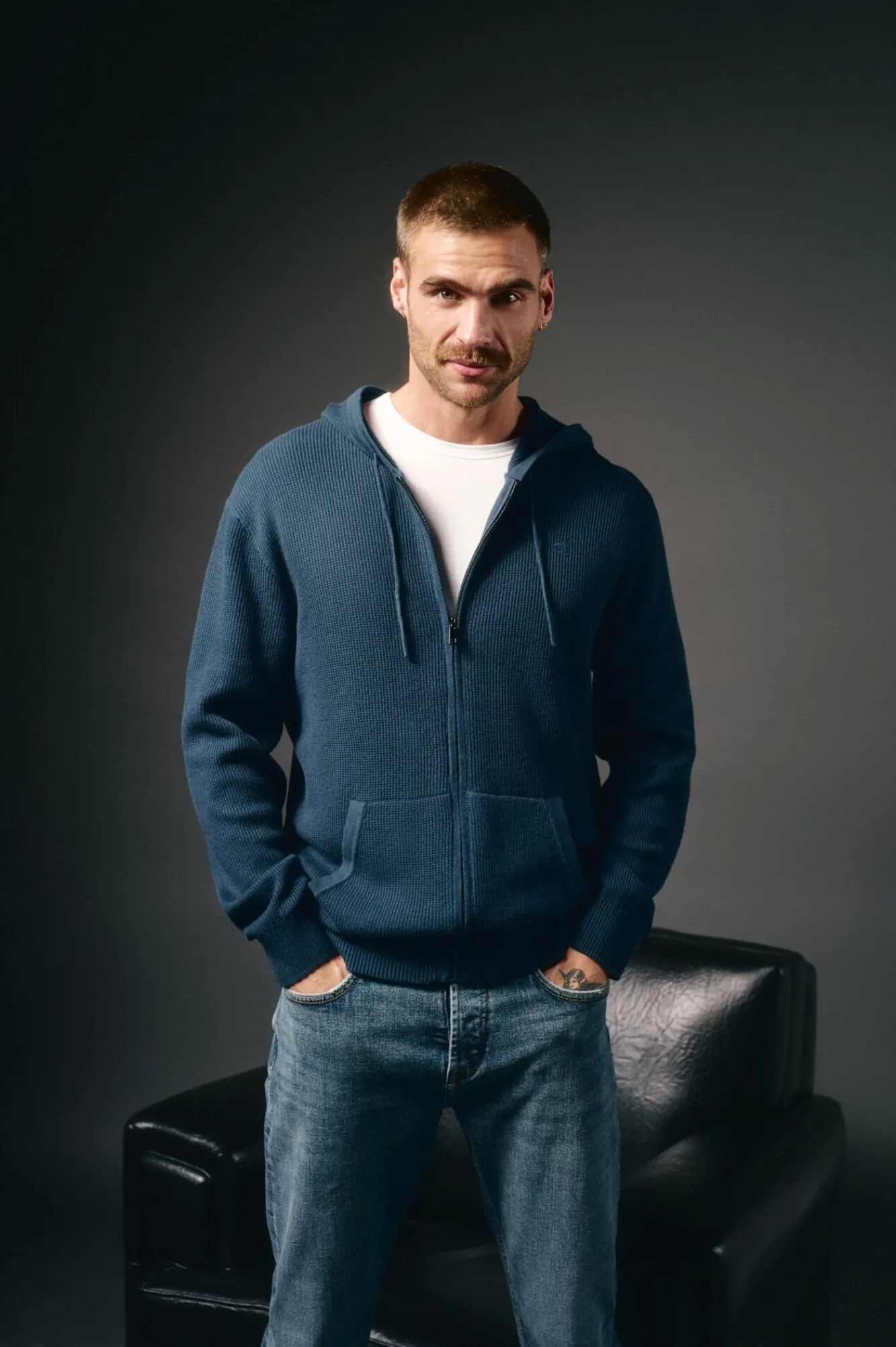 OOTO Camisolas-Cardigan com capuz e fecho-éclair Azul