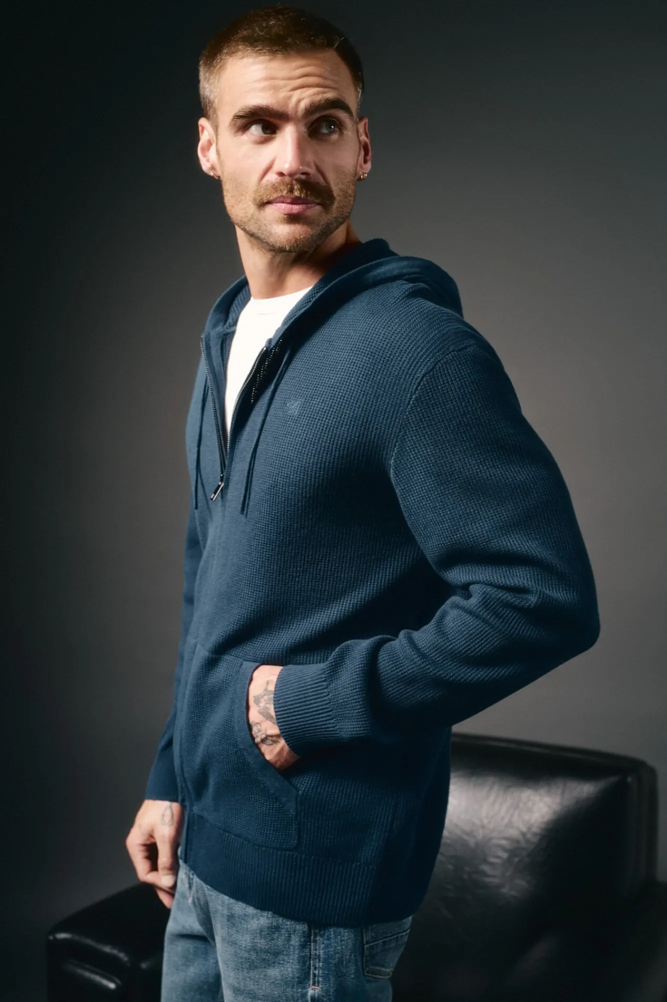 OOTO Camisolas-Cardigan com capuz e fecho-éclair Azul