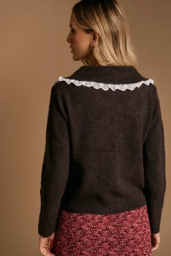 Polín Et Moi Camisolas-Cardigan com gola balinesa Castanho