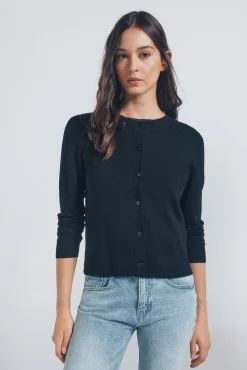 Springfield Camisolas-Cardigan com gola redonda e botões e viscose preto