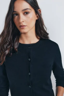 Springfield Camisolas-Cardigan com gola redonda e botões e viscose preto