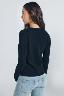 Springfield Camisolas-Cardigan com gola redonda e botões e viscose preto