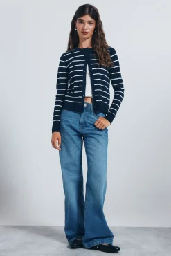 Springfield Camisolas-Cardigan com gola redonda e botões e viscose azul