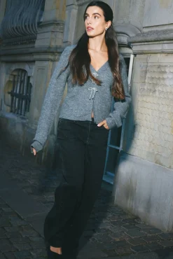 Springfield Camisolas-Cardigan com laços brilhantes cinzento