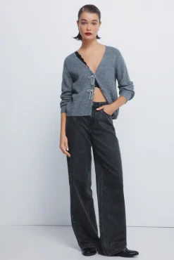 Springfield Camisolas-Cardigan com laços brilhantes cinzento