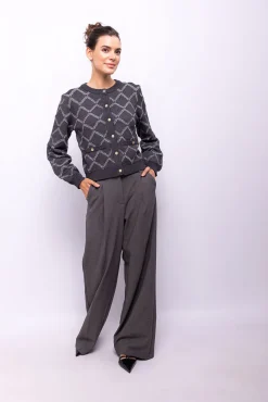 Object Camisolas-Cardigan com malha diamante Cinzento