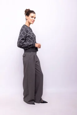 Object Camisolas-Cardigan com malha diamante Cinzento