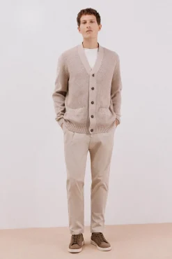 Cortefiel Camisolas-Cardigan de algodão com malha perolada Tostado