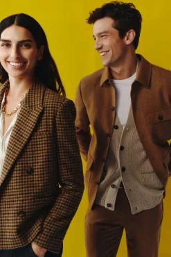 Cortefiel Camisolas-Cardigan de algodão com malha perolada Tostado