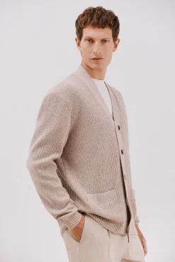 Cortefiel Camisolas-Cardigan de algodão com malha perolada Tostado