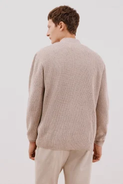 Cortefiel Camisolas-Cardigan de algodão com malha perolada Tostado