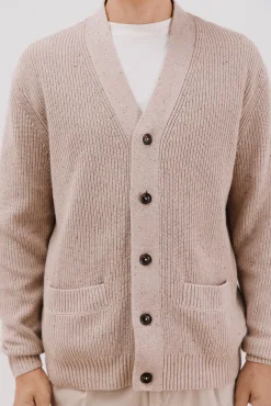 Cortefiel Camisolas-Cardigan de algodão com malha perolada Tostado