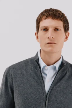 Cortefiel Camisolas-Cardigan de algodão e cashmere Cinzento