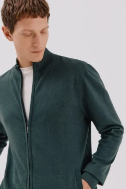 Cortefiel Camisolas-Cardigan de algodão e cashmere Verde