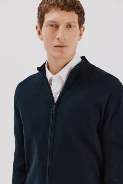 Cortefiel Camisolas-Cardigan de algodão e cashmere Azul