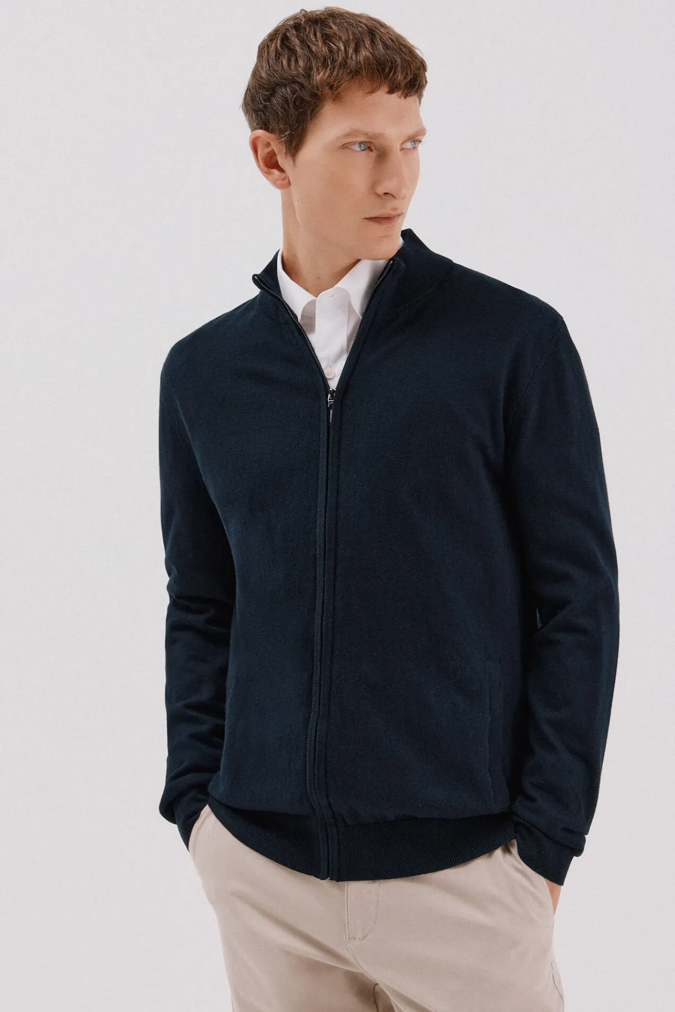 Cortefiel Camisolas-Cardigan de algodão e cashmere Azul