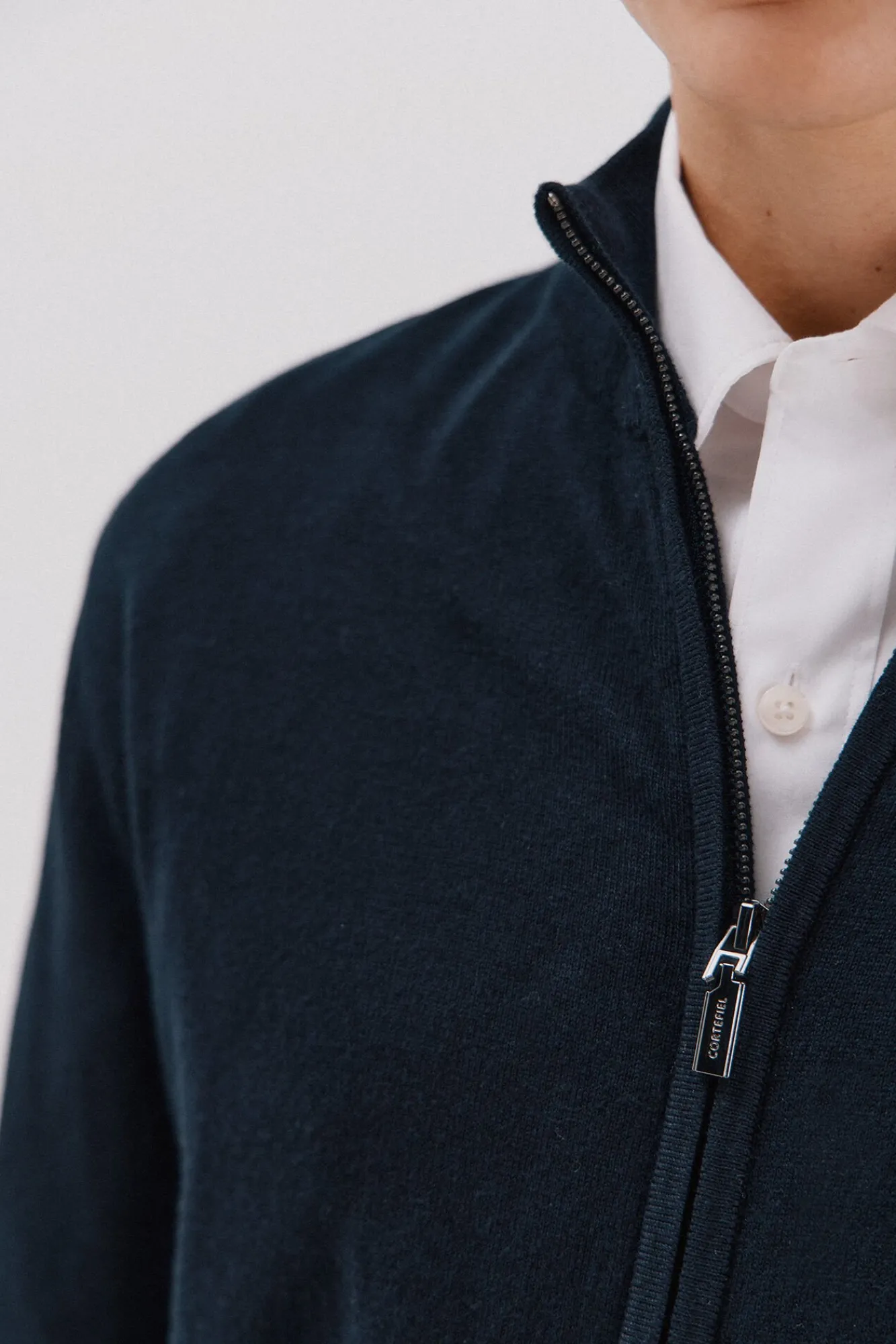 Cortefiel Camisolas-Cardigan de algodão e cashmere Azul