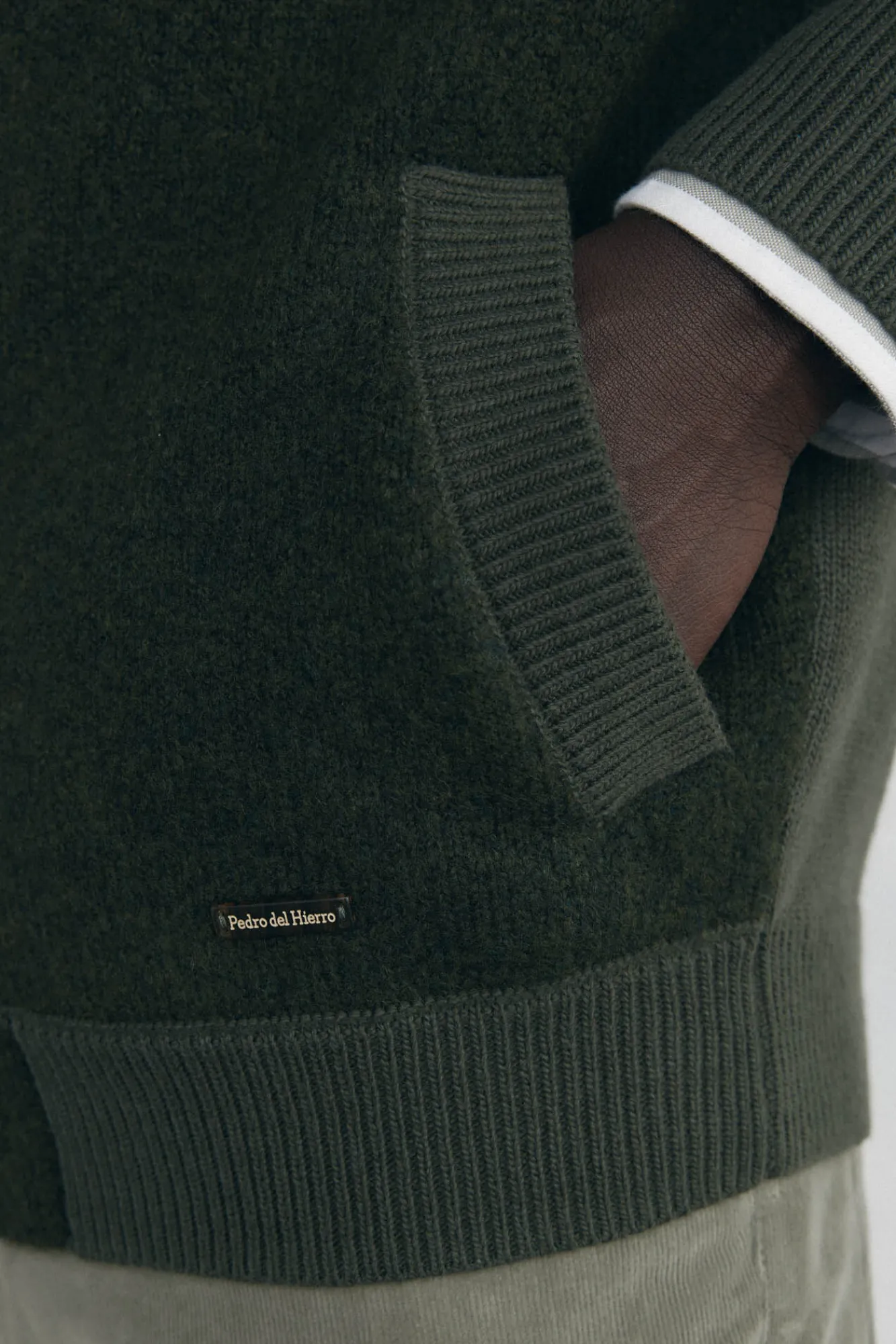 Pedro del Hierro Camisolas-Cardigan de algodão premium para o Natal com fecho de fecho-éclair Verde