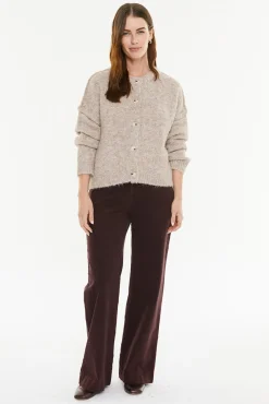 System Action Camisolas-Cardigan de pele com botões bege