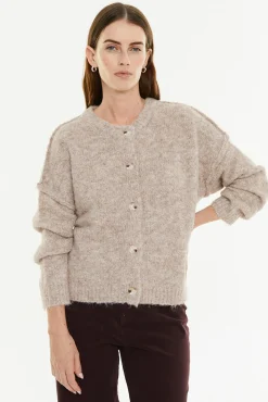 System Action Camisolas-Cardigan de pele com botões bege