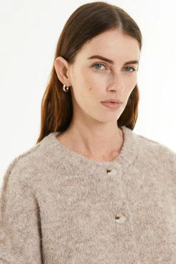 System Action Camisolas-Cardigan de pele com botões bege