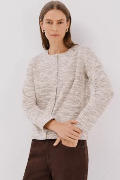 Cortefiel Camisolas-Cardigan de tweed Tostado