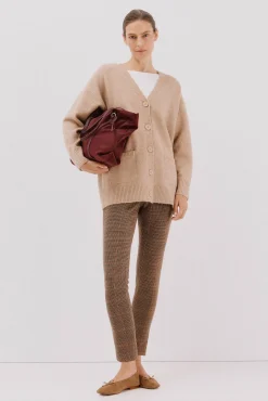 Cortefiel Camisolas-Cardigan longo com bolsos Tostado