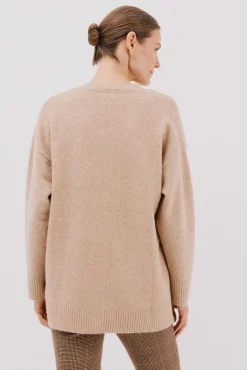 Cortefiel Camisolas-Cardigan longo com bolsos Tostado