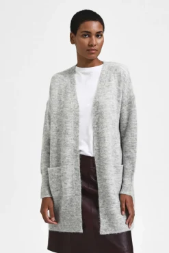 Selected Casacos|Camisolas-Cardigan longo de alpaca Cinzento