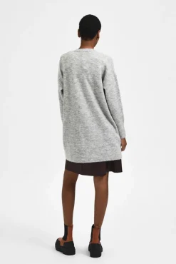 Selected Casacos|Camisolas-Cardigan longo de alpaca Cinzento