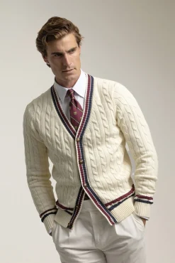 PuroEGO Camisolas-Cardigan universitário de algodão Tostado