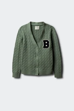 Springfield Kids Malhas|Casacos-Cardigan universitário feminino verde