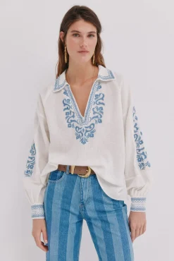 Hoss Intropia Blusas-Carla. Blusa bordada Ecru