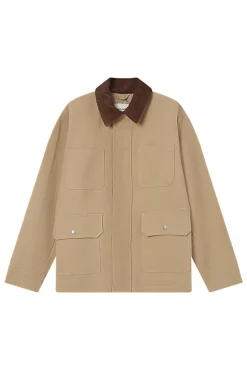 Grace & Mila Sobretudos|Casacos-Casaco 100% sarja de algodão com quatro bolsos frontais Tostado