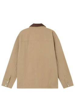 Grace & Mila Sobretudos|Casacos-Casaco 100% sarja de algodão com quatro bolsos frontais Tostado