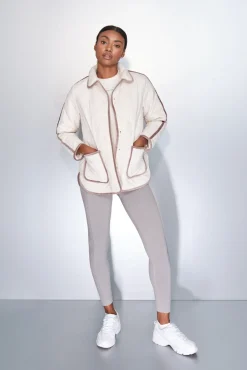 Dash and Stars Sobretudos-Casaco acolchoada bege com losangos beige