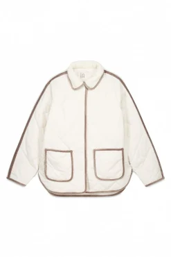 Dash and Stars Sobretudos-Casaco acolchoada bege com losangos beige