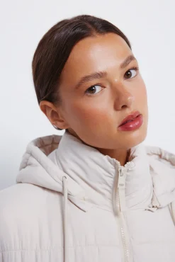 Springfield Sobretudos-Casaco acolchoada com capuz em poliéster reciclado branco