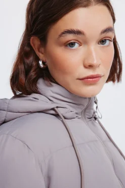 Springfield Sobretudos-Casaco acolchoada com capuz em poliéster reciclado Caqui escuro