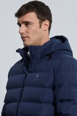 Valecuatro Casacos-Casaco acolchoada com relevo marinho Azul