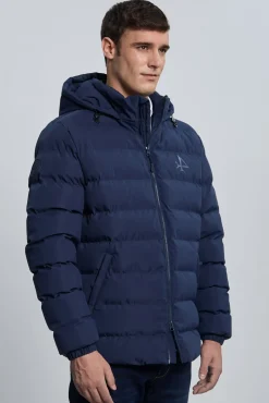 Valecuatro Casacos-Casaco acolchoada com relevo marinho Azul