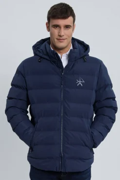 Valecuatro Casacos-Casaco acolchoada com relevo marinho Azul