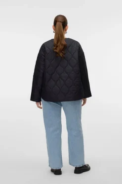 Vero Moda Curve Sobretudos|Casacos-Casaco acolchoada de tamanho grande Preto