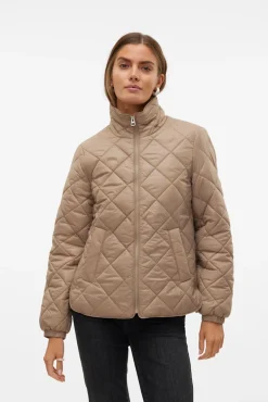 Vero Moda Sobretudos|Casacos-Casaco acolchoada feminina com bolsos Castanho