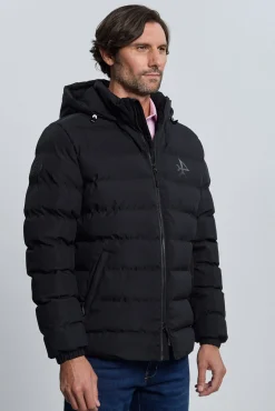 Valecuatro Casacos-Casaco acolchoada preta com relevo Preto