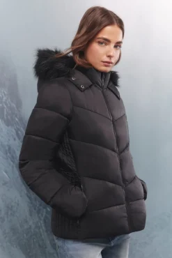 Springfield Sobretudos|Casacos-Casaco acolchoada Sorona Aura com capuz preto