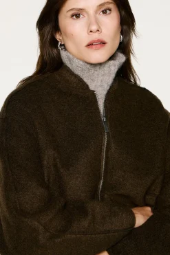 Selected Sobretudos|Casacos-Casaco bomber de lã. Castanho