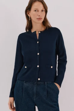 Cortefiel Camisolas-Casaco básico de malha Azul