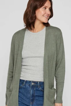 Vila Camisolas-Casaco cardigan de malha Verde