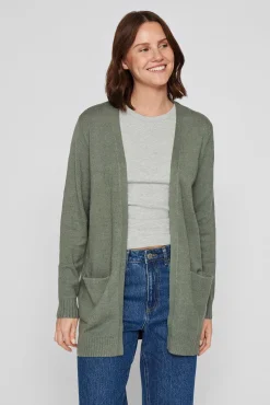 Vila Camisolas-Casaco cardigan de malha Verde